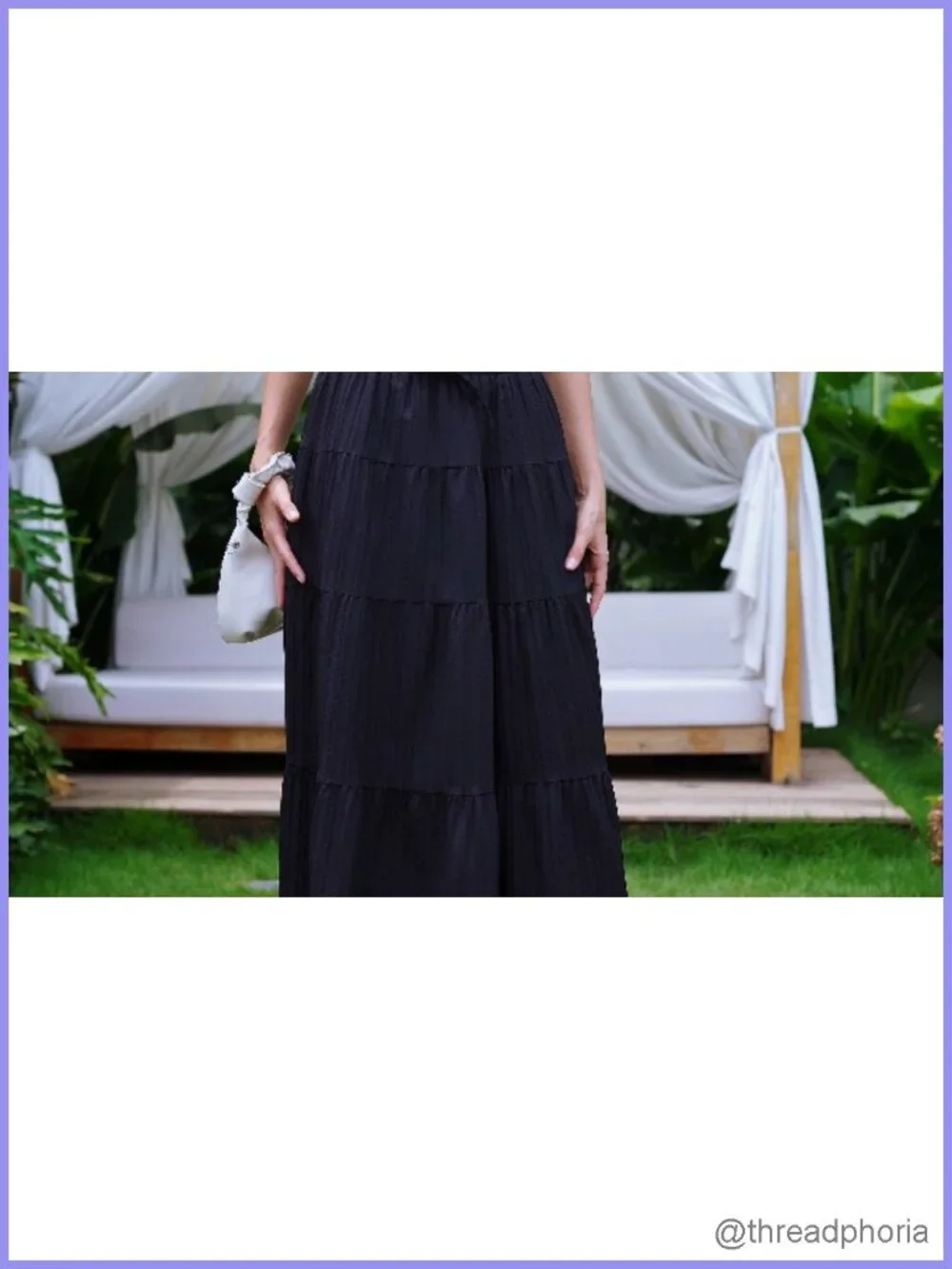 Boho Flowy White Maxi Skirt Flared Ruffle Elastic Waist Summer A Line Long Skirt